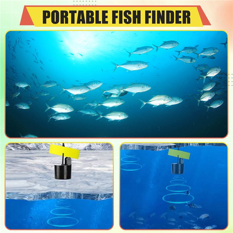 Fish Finder Portable - ABKV-Tragbarer Fischfinder, Wassertiefenmesser, Temperatur-Fischfinder mit kabelgebundenem