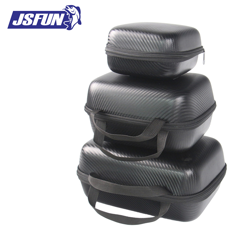 Fish Finder Case - JSFUN Angelrollentasche S/M/L, PU-Twill-Textur, stoßfestes Schaumstoff-Futter,